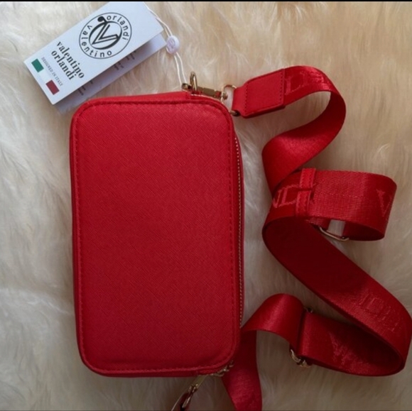 ❤️ NWT Valentino Orlandi Red Crossbody Handbag Purse w/Gold Studs ❤️ - Picture 4 of 6